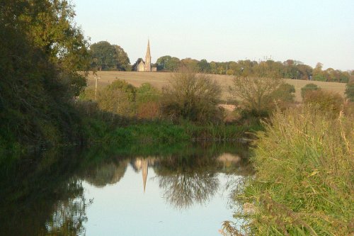 Reflection of Midgham Church in the Kennet & Avon Canal