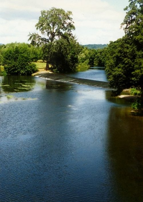 View of Dinham Weir from Dinham Weir below Ludlow Castle