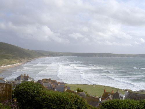 A picture of Woolacombe Bay when the tide is fully in. Taken July 2004