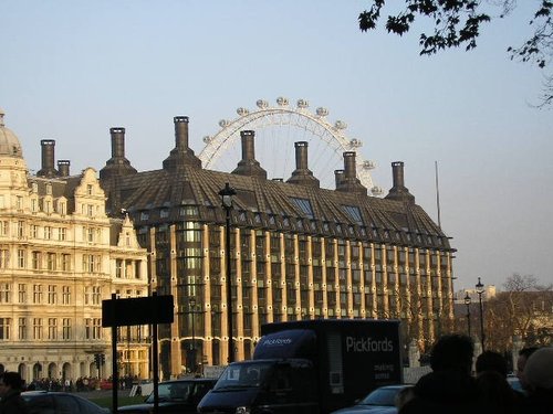 Houses of Parliament. London Eye in background