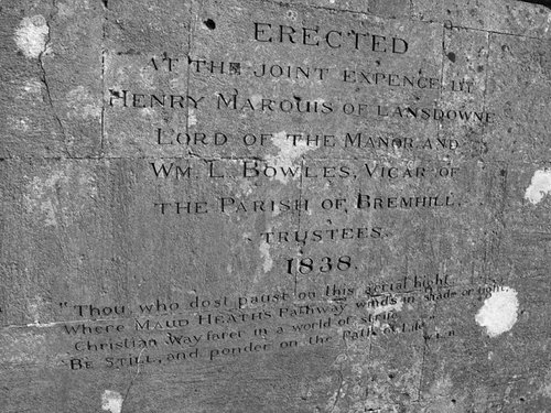 Engraving on the Monument at Wick Hill, Chippenham