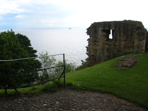Oil Tanker on the Forth, as seen from Ravenscraig Castle, Kirkcaldy, Fife.