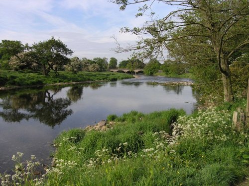 River Ribble and bridge at West Bradford, Lancashire