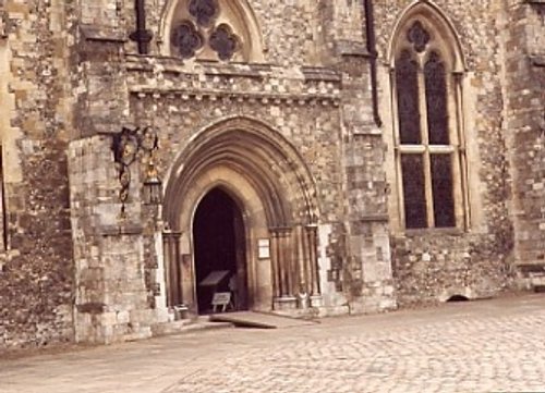 Entrance to the Great Hall in Winchester Castle, Winchester, Hampshire
