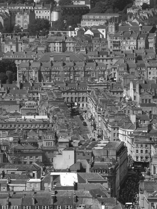 View of Milsom Street & High Street, Bath, Somerset. Summer 2005