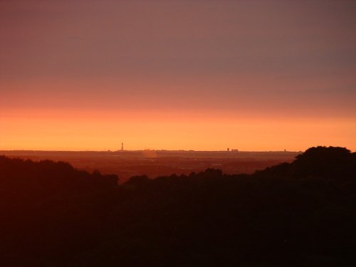 Sunset over Blackpool from Parbold Hill, West Lancashire
