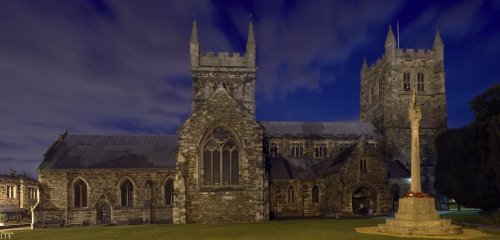 Wimborne Minster at night