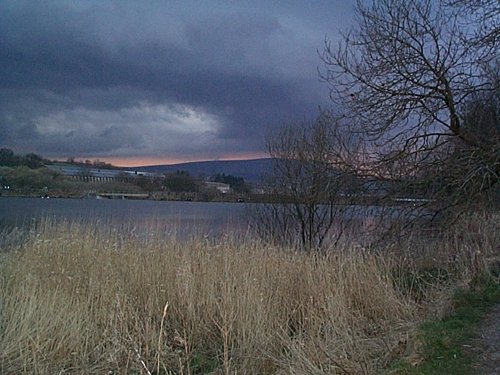 Evening rain clouds approaching Pendle Hill.