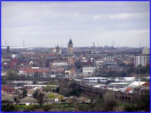 View of Wakefield from Sandal Castle, West Yorkshire