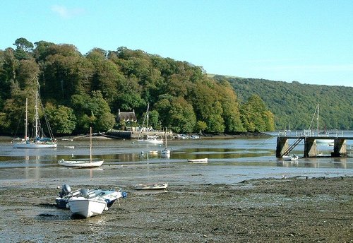 The River Dart at low tide looking from Dittisham towards Greenway Quay