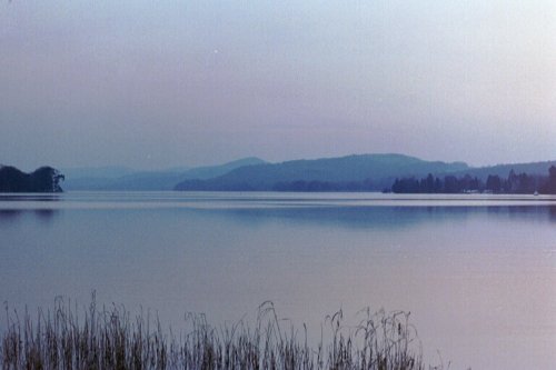 Lake Coniston at dusk, the Lake District.