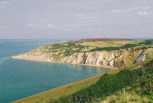 Alum Bay from cliff top. Isle of Wight