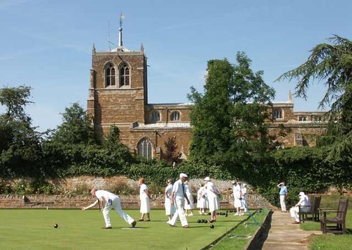 Sunday afternoon bowls in Manor Park, Rothwell, Northamptonshire.