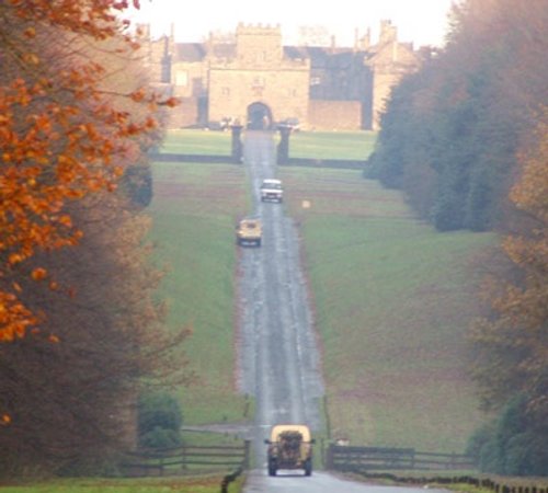Hoghton Tower shoot, shot ducks being driven back to the Tower