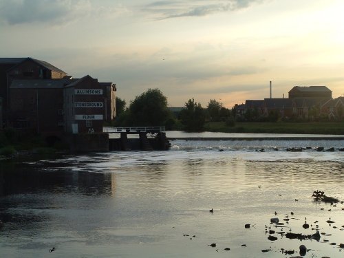 The River Aire running through Castleford, the picture was taken from the road bridge.