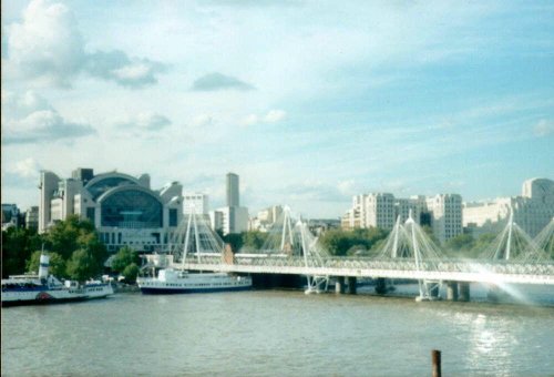 London - from London Eye - Hunderford Bridge and Charing Cross Station, Sept 2002