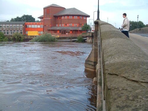 CAstleford, West Yorkshire. The River Aire In Flood Sept 2004