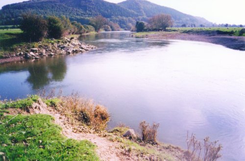 Where the river Lugg Meets river Wye, Mordiford, Herefordshire