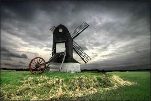 Pitstone Windmill, Buckinghamshire, in winter.