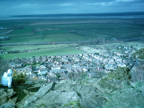Town of Helsby from atop of Helsby Hill, Cheshire U.K.