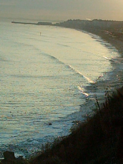 A wintery Bridlington Bay from the cliff tops, E. Yorkshire.