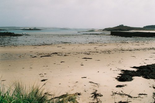 A view of St Martins from Old Grimsby, Tresco, at low tide: Isles of Scilly