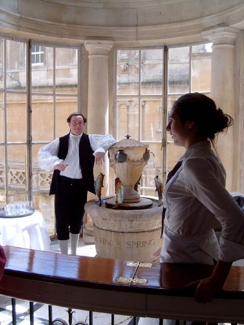 The Pump Rooms in Bath where you can have a drink, served by a 'contemporarian'.