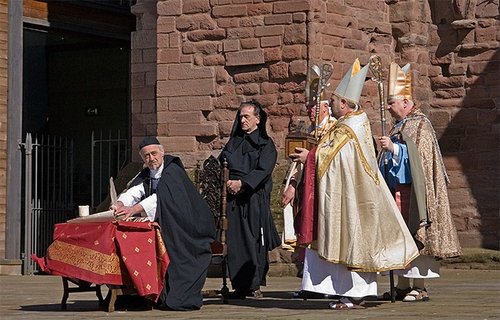 Re-enactment of the signing of the Declaration of Arbroath at the Abbey. - Arbroath, Angus.