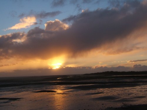 Sunset over the shore at Haverigg, Cumbria.
