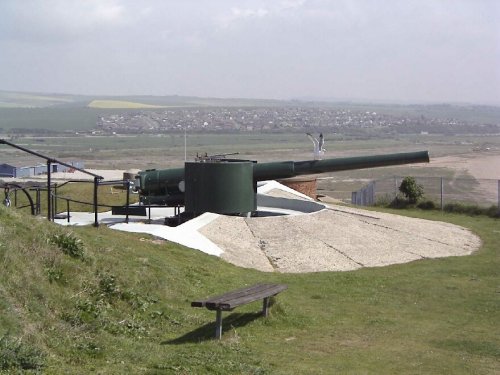 An artillary gun located at the Newhaven Fort, Newhaven, East Sussex.