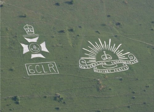 Fovant Badges in Wiltshire. Taken from the air in July 2006