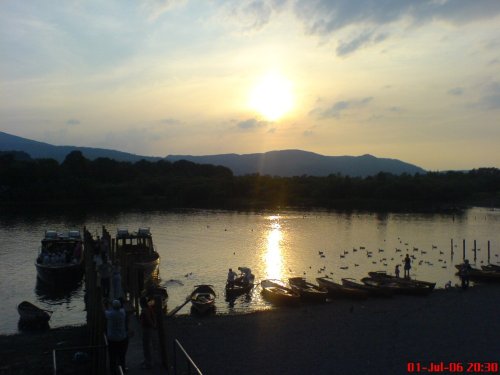Derwent water, Keswick, Cumbria at sunset. July 06