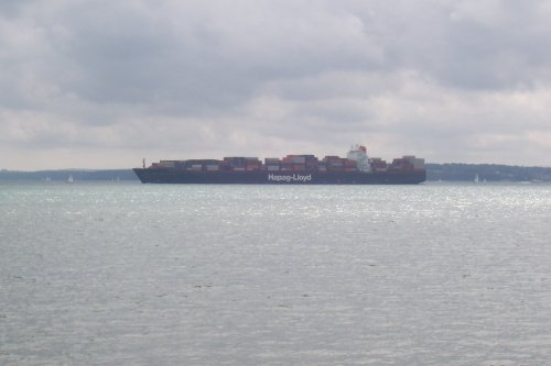 Container Ship Bound For Southampton, passing Calshot