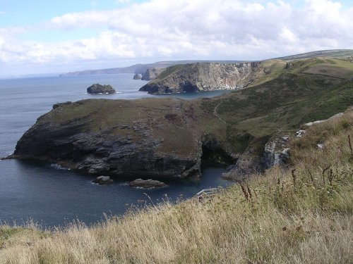 view of cliffs looking west from Tintagel, Cornwall
