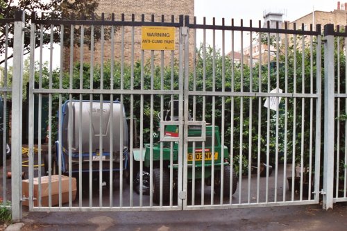 Anti-climb paint in St. Martin's Gardens, Camden Town, Greater London
