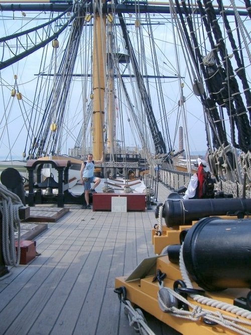 On the deck of HMS Victory with the most amazing rigging.