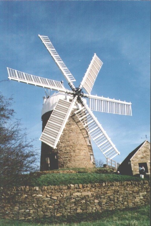 Restored six sailed working windmill at Heage, Derbyshire