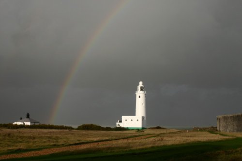 Rainbow at Hurst Lighthouse, Milford on Sea, Hampshire