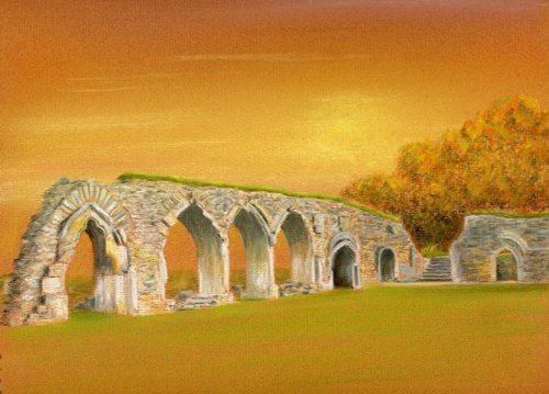 Hailes Abbey. A pastel drawing following a visit in September 2006.