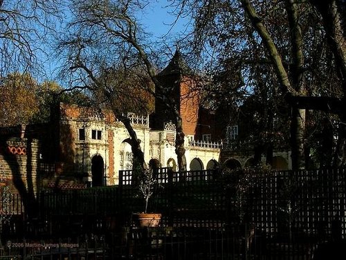 Holland Park, London. Remains of the House seen from the stable block.
