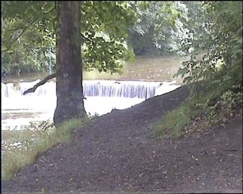 River Goyt Weir in Brabyn's Park, Marple, Greater Manchester.