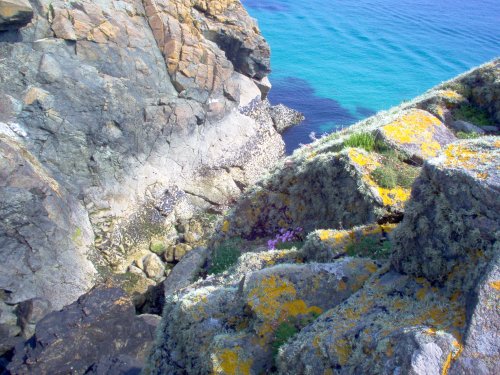 Atlantic Ocean from the cliffs at Porthwidden Beach, St. Ives