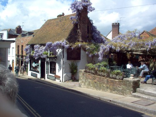Wisteria covered pub in Rye, East Sussex