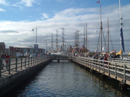 Blyth Quayside when tall ships came 2006. Blyth, Northumberland.