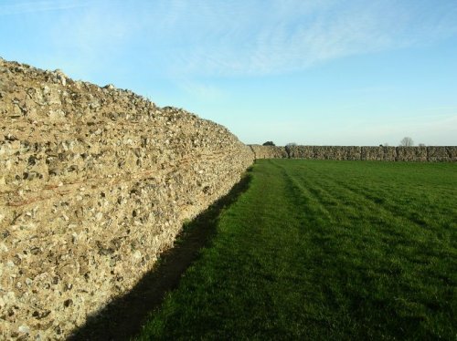 The wall of Burgh Castle Roman Fort, Burgh Castle, Norfolk