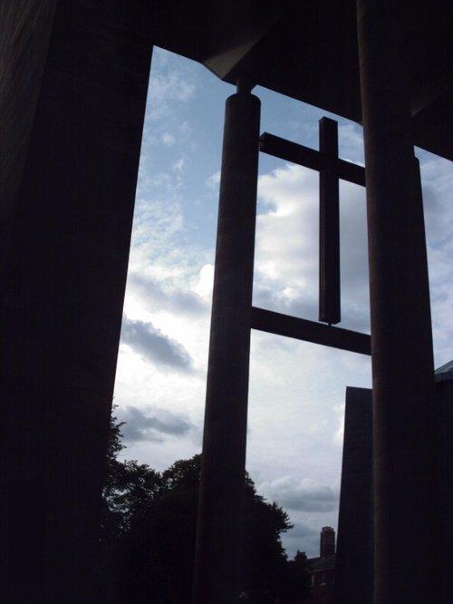 Between new and old Cathedral. Coventry