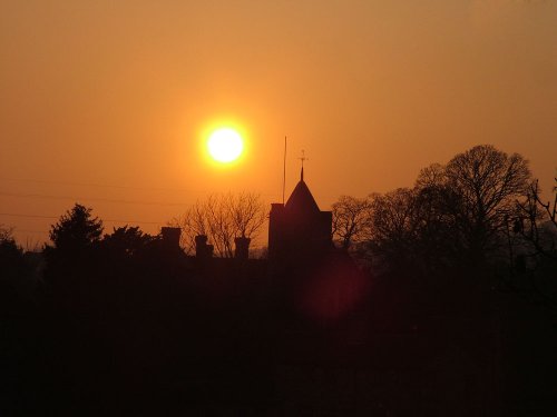 Sunset over Church of St peter & St Paul, Luddesdown, Gravesend, Kent