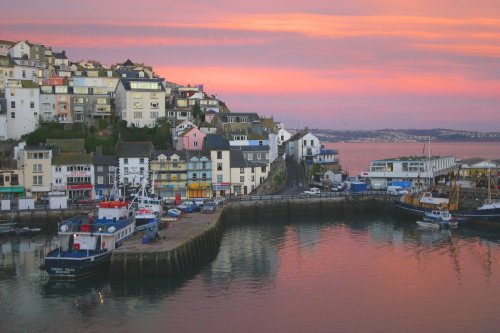 Sunset in the harbour, Brixham, Devon