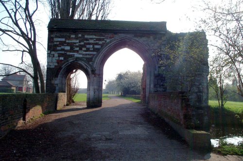 Gateway, 14th Century with entrances for both pedestrians and wheeled traffic. Waltham Abbey, Essex