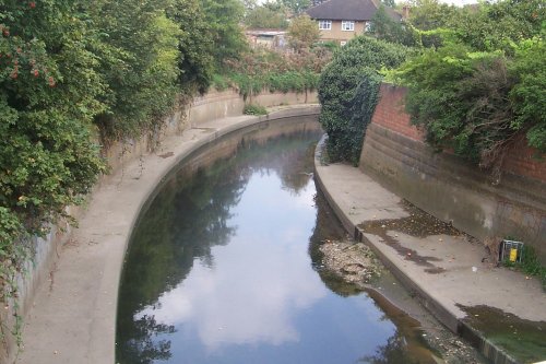 River Brent viewed from Ealing Road in Alperton, Greater London